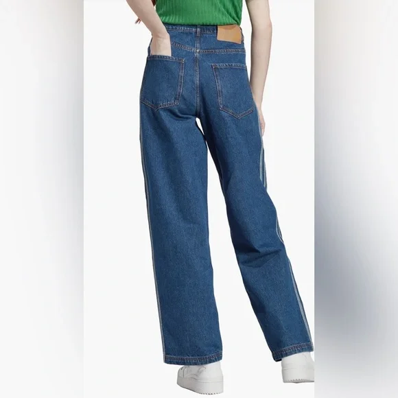 Adidas Originals Alexander Wang X Naomi Utsu denim pants side tri-stripe size 4 - Picture 2 of 13